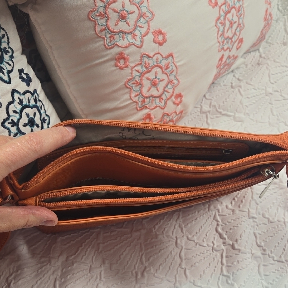 Chic Orange Croc-Embossed Crossbody Bag - Picture 4 of 10